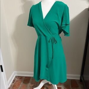 Elegant Green Wrap Dress